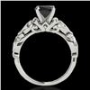 Image 2 : 1.1 ctw Certified VS Black Diamond Solitaire Antique Ring 10k White Gold - REF-43H6R