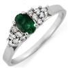 Image 1 : 0.74 ctw Emerald & Diamond Ring 10k White Gold - REF-15H8R