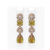 Image 1 : 9.7 ctw Canary Citrine & Diamond Earrings 18K Rose Gold - REF-175Y5X