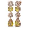 Image 2 : 9.7 ctw Canary Citrine & Diamond Earrings 18K Rose Gold - REF-175Y5X