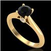 Image 1 : 0.83 ctw Fancy Black Diamond Engagment Art Deco Ring 18k Yellow Gold - REF-39F5M