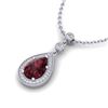 Image 1 : 2.25 ctw Garnet & Micro VS/SI Diamond Necklace Designer 18k White Gold - REF-34W3H