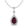 Image 2 : 2.25 ctw Garnet & Micro VS/SI Diamond Necklace Designer 18k White Gold - REF-34W3H