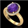 Image 2 : 2.50 ctw Amethyst & Micro Pave VS/SI Diamond Ring 18k Yellow Gold - REF-40N9F