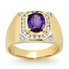Image 1 : 3.10 ctw Tanzanite & Diamond Men's Ring 14k Yellow Gold - REF-119R5K