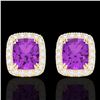 Image 1 : 2.50 ctw Amethyst & Micro Pave VS/SI Diamond Earrings 10k Yellow Gold - REF-34K3Y