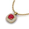 Image 2 : 1.08 ctw Ruby & Micro VS/SI Diamond Necklace Halo 18k Yellow Gold - REF-54N3F