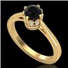 Image 1 : 0.81 ctw Fancy Black Diamond Engagment Art Deco Ring 18k Yellow Gold - REF-53F5M
