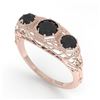 Image 2 : 1.00 ctw Past Present Future Black Diamond Ring 18k Rose Gold - REF-53G5W