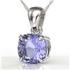 Image 1 : 2 ctw Cushion Cut Tanzanite Designer Necklace 18k White Gold - REF-34N3F
