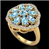 Image 1 : 3 ctw Sky Blue Topaz & VS/SI Diamond Cluster Ring 10k Yellow Gold - REF-49X3A