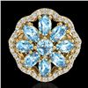 Image 2 : 3 ctw Sky Blue Topaz & VS/SI Diamond Cluster Ring 10k Yellow Gold - REF-49X3A