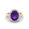 Image 1 : 2.50 ctw Amethyst & Micro Pave VS/SI Diamond Ring 14k Rose Gold - REF-32G8W