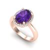Image 2 : 2.50 ctw Amethyst & Micro Pave VS/SI Diamond Ring 14k Rose Gold - REF-32G8W