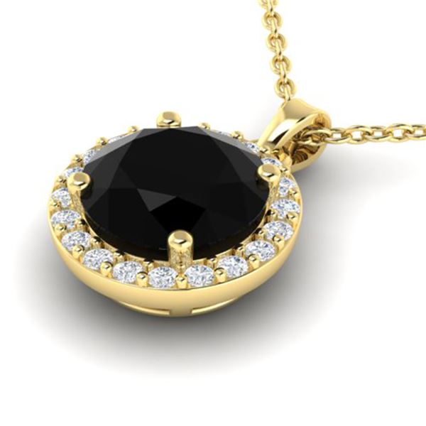 2 ctw Halo VS/SI Diamond Certified Micro Pave Necklace 18k Yellow Gold - REF-55M2G
