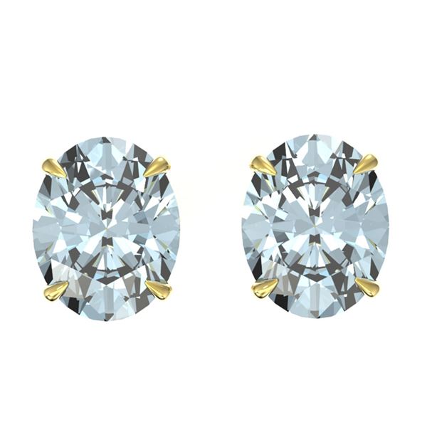 5 ctw Aquamarine Designer Stud Earrings 18k Yellow Gold - REF-50M3G