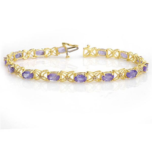 8.65 ctw Tanzanite & Diamond Bracelet 14k Yellow Gold - REF-136F4M
