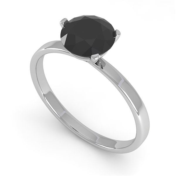 1.0 ctw Black Certified Diamond Engagment Ring Martini 14k White Gold - REF-25M9G