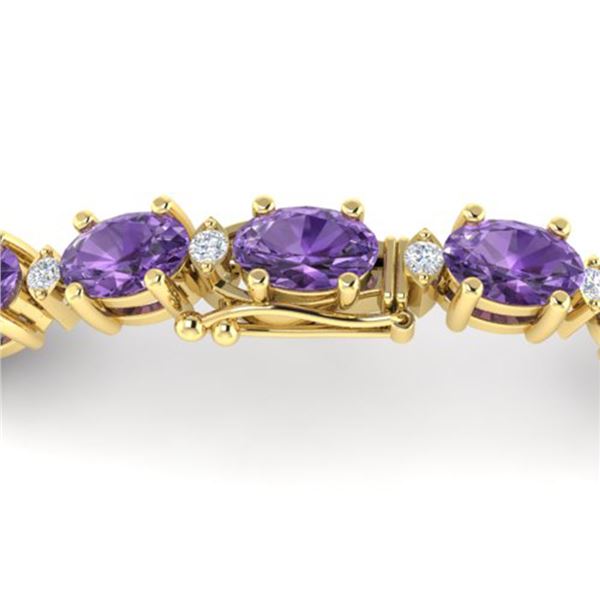 12 ctw Amethyst & VS/SI Diamond Certified Eternity Bracelet 10k Yellow Gold - REF-56K2Y