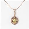 Image 2 : 3.87 ctw Canary Citrine & Diamond Victorian Necklace 14K Rose Gold - REF-120H2R