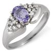 Image 1 : 0.90 ctw Tanzanite & Diamond Ring 18k White Gold - REF-39Y5X
