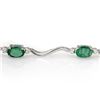 Image 2 : 3.02 ctw Emerald & Diamond Bracelet 10k White Gold - REF-26X9A