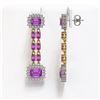 Image 2 : 10.36 ctw Amethyst & Diamond Earrings 14K Yellow Gold - REF-191X3A