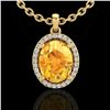 Image 2 : 2.50 ctw Citrine & Micro Pave VS/SI Diamond Necklace 18k Yellow Gold - REF-36N6F