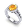 Image 2 : 3 ctw Citrine & Micro VS/SI Diamond Halo Solitaire Ring 18k White Gold - REF-55W2H