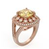 Image 2 : 7.22 ctw Canary Citrine & Diamond Victorian Ring 14K Rose Gold - REF-135F5M