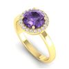 Image 2 : 2 ctw Amethyst & Halo VS/SI Diamond Micro Pave Ring 18k Yellow Gold - REF-37H6R