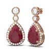 Image 2 : 3.1 ctw Ruby & Diamond Earrings 18K Rose Gold - REF-134K2Y