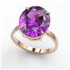 Image 2 : 9 ctw Amethyst Designer Solitaire Engagment Ring 14k Rose Gold - REF-39A6N