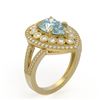 Image 2 : 3.82 ctw Certified Aquamarine & Diamond Victorian Ring 14K Yellow Gold - REF-168F8M