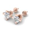Image 2 : 1 ctw Certified VS/SI Diamond Solitaire Stud Earrings 14k Rose Gold - REF-145M3G