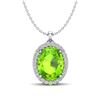 Image 1 : 2.75 ctw Peridot & Micro VS/SI Diamond Halo Necklace 18k White Gold - REF-39G9W