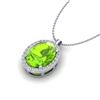 Image 2 : 2.75 ctw Peridot & Micro VS/SI Diamond Halo Necklace 18k White Gold - REF-39G9W