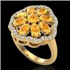 Image 1 : 3 ctw Citrine & VS/SI Diamond Cluster Designer Ring 10k Yellow Gold - REF-49G3W