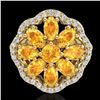 Image 2 : 3 ctw Citrine & VS/SI Diamond Cluster Designer Ring 10k Yellow Gold - REF-49G3W