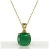 Image 2 : 6 ctw Cushion Cut Emerald Designer Solitaire Necklace 18k Yellow Gold - REF-49X3A