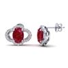 Image 2 : 4 ctw Ruby & Micro Pave VS/SI Diamond Certified Earrings 10k White Gold - REF-53H5R