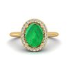 Image 1 : 2 ctw Emerald & Micro Pave VS/SI Diamond Ring Halo 18k Yellow Gold - REF-44M3G