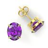 Image 2 : 5 ctw Amethyst Designer Solitaire Stud Earrings 18k Yellow Gold - REF-24Y8X