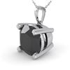 Image 1 : 3 ctw Cushion Black Diamond Designer Necklace 14k White Gold - REF-65A8N