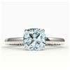 Image 1 : 1.50 ctw Cushion Cut Aquamarine Designer Solitaire Ring 18k White Gold - REF-25X9A