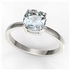Image 2 : 1.50 ctw Cushion Cut Aquamarine Designer Solitaire Ring 18k White Gold - REF-25X9A