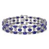 Image 1 : 17.74 ctw Sapphire & Diamond Row Bracelet 10K White Gold - REF-245R5K