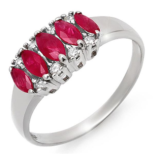 0.77 ctw Ruby & Diamond Ring 14k White Gold - REF-24Y5X