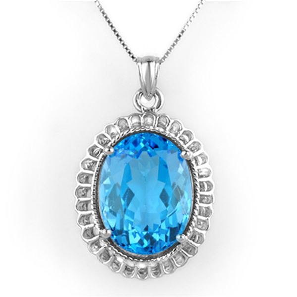 18.0 ctw Blue Topaz Necklace 10k White Gold - REF-80K2Y