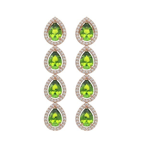 7.46 ctw Peridot & Diamond Micro Pave Halo Earrings 10k Rose Gold - REF-153R5K